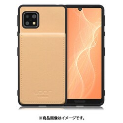 WORK56SCAO-BG-ASE4 [AQUOS sense 5G/4/basic/Lite 用 折り畳み式カードポケット/本革/4枚収納 ベージュ]