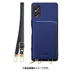 WORK24MPXP-NY-SXP5V5 [Xperia 5 V 用 小銭入れ付きスマホケース/PUレザー/ストラップ付き ネイビー]