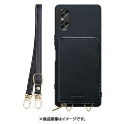WORK24MPXP-BK-SXP5V5 [Xperia 5 V 用 小銭入れ付きスマホケース/PUレザー/ストラップ付き ブラック]