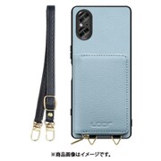 WORK25MPXP-BU-SXP5V5 [Xperia 5 V 用 小銭入れ付きスマホケース/本革/ストラップ付き スカイブルー]