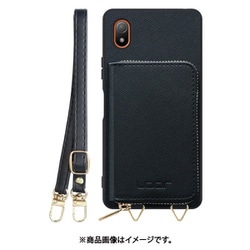 WORK24MPXP-BK-XACE3 [Xperia Ace III 用 小銭入れ付きスマホケース/PUレザー/ストラップ付き ブラック]