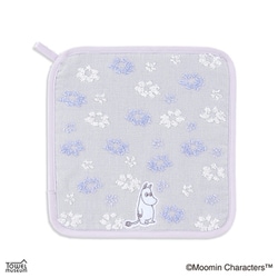 ムーミン 野花 25cm×25cm ブルー ループ付きタオルハンカチ 47-7030100