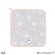 47-7030100 [ムーミン 野花 25cm×25cm ピンク ループ付きタオルハンカチ]