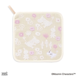 ムーミン フラワーピクニック 25cm×25cm ピンク ループ付きタオルハンカチ 47-7040100