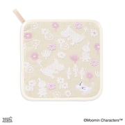 47-7040100 [ムーミン フラワーピクニック 25cm×25cm ピンク ループ付きタオルハンカチ]