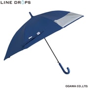 子供用日傘 晴雨兼用 LINEDROPS 55cm ジャンプ式 UVカット率99%以上 遮光 遮熱加工 UPF50+ 透明窓付き 反射テープ付 ネームバンド付 先端が丸いT型露先 ネイビー LD-KPS-55T