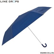 子供用日傘 折りたたみ傘 晴雨兼用 LINEDROPS 55cm 手開き式 UVカット率99%以上 遮光 遮熱加工 UPF50+ ネームバンド付 透明窓付き 反射プリント付 トートバック型共袋付 ネイビー LD-KPS-55M