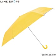 子供用日傘 折りたたみ傘 晴雨兼用 LINEDROPS 55cm 手開き式 UVカット率99%以上 遮光 遮熱加工 UPF50+ ネームバンド付 透明窓付き 反射プリント付 トートバック型共袋付 イエロー LD-KPS-55M