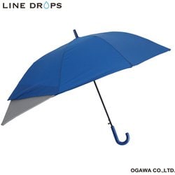 子供用傘 LINEDROPS 55cm ジャンプ式 後ろが伸びる トランスフォーム傘 先端が丸いT型露先 反射テープ付 透明窓付き ネイビー LD-KTF-55
