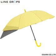 子供用傘 LINEDROPS 55cm ジャンプ式 後ろが伸びる トランスフォーム傘 先端が丸いT型露先 反射テープ付 透明窓付き イエロー LD-KTF-55