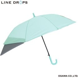 子供用傘 LINEDROPS 55cm ジャンプ式 後ろが伸びる トランスフォーム傘 先端が丸いT型露先 反射テープ付 透明窓付き ミントグリーン LD-KTF-55