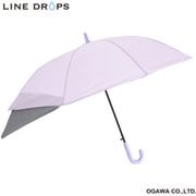 子供用傘 LINEDROPS 55cm ジャンプ式 後ろが伸びる トランスフォーム傘 先端が丸いT型露先 反射テープ付 透明窓付き パープル LD-KTF-55
