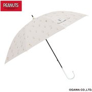 長傘 婦人用 晴雨兼用 ピーナッツ スヌーピー 50cm 手開き式 8本骨 遮熱 遮光 UVカット 99％以上 裏面ポリウレタンコーティング はっ水 キャラクター織ネーム スヌーピー/ベージュ 24SNP-B-2