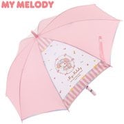 子供用傘 サンリオ 55cm ジャンプ式 透明窓付き(1面) キャラクター付き お名前ネーム付き グラデーションカラーパイピング生地 半透明の手元 マイメロディ 24MM-55A
