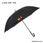 長傘 LINE DROPS 65cm ジャンプ式 8本骨 耐風 MA-1 ミリタリー 折れにくいZ骨 カラーグラスファイバー骨 留めやすい太めのバンド シリコンタグ付き ブラック LD-MA1-65J BK