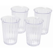 HC-0301 [食器 タンブラー カップ 380ml 4個組 割れにくい プラスチック製 食洗機対応 日本製 ストライプ クリア]