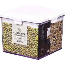 保存容器 四角型 食品保存 留め具でしっかりロック 湿気から守る 2500ml 縦14.5×横17.5×奥行17.5cm 日本製 KK-591