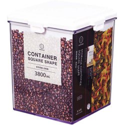 保存容器 四角型 食品保存 留め具でしっかりロック 湿気から守る 3800ml 縦20.5×横17.5×奥行17.5cm 日本製 KK-592