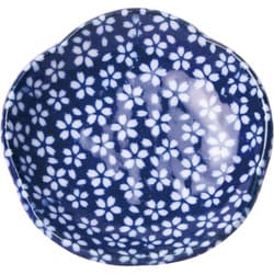 プチ風水・盛塩小皿（花型）藍 山桜