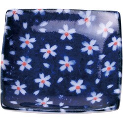 プチ風水・盛塩小皿（角型）藍 さくら