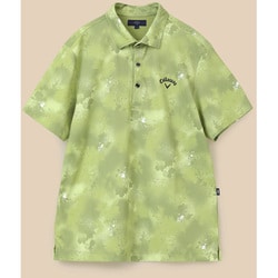 CWA24M C24134128 1181 KH L [ゴルフシャツ メンズ 裏クール スプレーフラワープリント半袖シャツ Lサイズ カーキ]