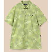 CWA24M C24134128 1181 KH L [ゴルフシャツ メンズ 裏クール スプレーフラワープリント半袖シャツ Lサイズ カーキ]