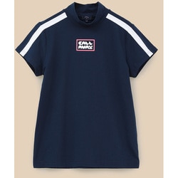 CWA24L C24134202 1120 NV L [ゴルフシャツ レディース ストレッチ天竺 半袖モックネックシャツ Lサイズ ネイビー]