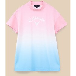 CWA24L C24134215 1091 PK M [ゴルフシャツ レディース 裏クール アイレットカノコ モックネックシャツ Mサイズ ピンク/ブルー]