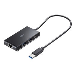 USB3.2/3.1 Gen2 ハブ ドック 10Gbps 3ポート（USB-C×1/USB-A×2） 2.5Gbps対応LANポート搭載 電源付き RJ-45 ケーブル一体型 ケーブル長30cm 超高速 コンパクト ブラック USB-3HLS8BK