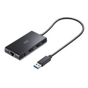 USB3.2/3.1 Gen2 ハブ ドック 10Gbps 3ポート(USB-C×1/USB-A×2) 2.5Gbps対応LANポート搭載 電源付き RJ-45 ケーブル一体型 ケーブル長30cm 超高速 コンパクト ブラック USB-3HLS8BK