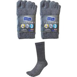 デオセル 5本指 クルー丈 約25～27cm L 2足 2個 グレー #4029-2P-L