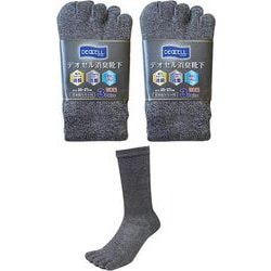 デオセル 5本指 クルー丈 約25～27cm L 3足 2個 グレー #4029-3P-L