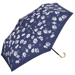 折りたたみ傘 晴雨兼用 リムラインフラワー ミニ 50cm 手開き式 紫外線防止効果 ネイビー 6856-014-002NV
