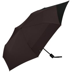 折りたたみ傘 晴雨兼用 UNISEX BACK PROTECT FOLDING ミニ 55cm 手開き式 紫外線防止効果 ブラウン×ブラック UX004-934-002