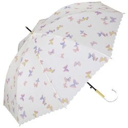 長傘 晴雨兼用 バタフライ 58cm ジャンプ式 紫外線防止効果 オフ（オフホワイト） 2713-04-001OF