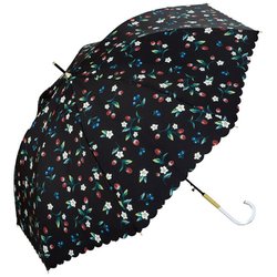 長傘 晴雨兼用 ストロベリーガーデン 58cm ジャンプ式 紫外線防止効果 ブラック 3316-04-001BK