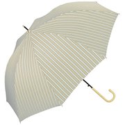 長傘 晴雨兼用 ブライトストライプ 58cm ジャンプ式 紫外線防止効果 ベージュ 9305-04-001BE