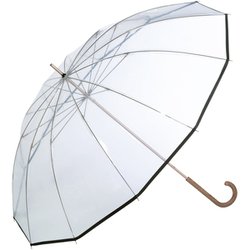 長傘 ビニール傘 UNISEX PLASTIC 12K UMBRELLA 63cm 手開き式12本骨 オフ（オフホワイト） UX06-001-001OF