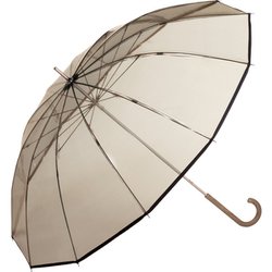 長傘 ビニール傘 UNISEX PLASTIC 12K UMBRELLA 63cm 手開き式12本骨 ブラウン UX06-001-001BR