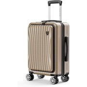 スーツケース フロントオープン USBポート付き TSAロック搭載 Sサイズ 旅行日数目安:1~3泊 40L シャンパンゴールド NT-GB0702