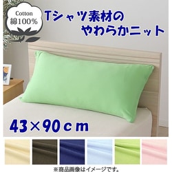 枕カバー 綿100％ やわらかニット素材 グリーン 43×90cm NT4390-53