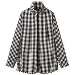 首をしっかりカバーするUVカットロングブルゾン ギンガムブラック M-L