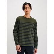ヤーンダイロングスリーブボーダーTシャツ OTHAY89 007 アボカ ストライプ Sサイズ [アウトドア カットソー メンズ]
