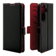 Galaxy S24用 手帳型 薄型 カード入れ スタンド機能 シンプル サイドマグネット BK RD 7823GS24BSMBKR