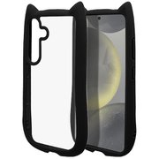 Galaxy S24用 ハイブリッド 猫耳 猫 耐衝撃吸収 TPU×PC 高透明 ブラック 7945GS24HPBK