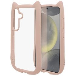 Galaxy S24用 ハイブリッド 猫耳 猫 耐衝撃吸収 TPU×PC 高透明 ピンク 7947GS24HPSPK