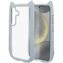 Galaxy S24用 ハイブリッド 猫耳 猫 耐衝撃吸収 TPU×PC 高透明 ブルー 7948GS24HPSBL