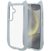 Galaxy S24用 ハイブリッド 猫耳 猫 耐衝撃吸収 TPU×PC 高透明 ブルー 7948GS24HPSBL