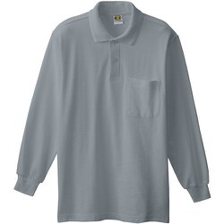 0090-26-3L [0090 長袖ポロシャツ（胸ポケット付き） 杢グレー 3L]
