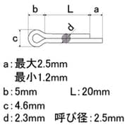 割りピン 2.5×20mm スチール 20本入 SCP-2520